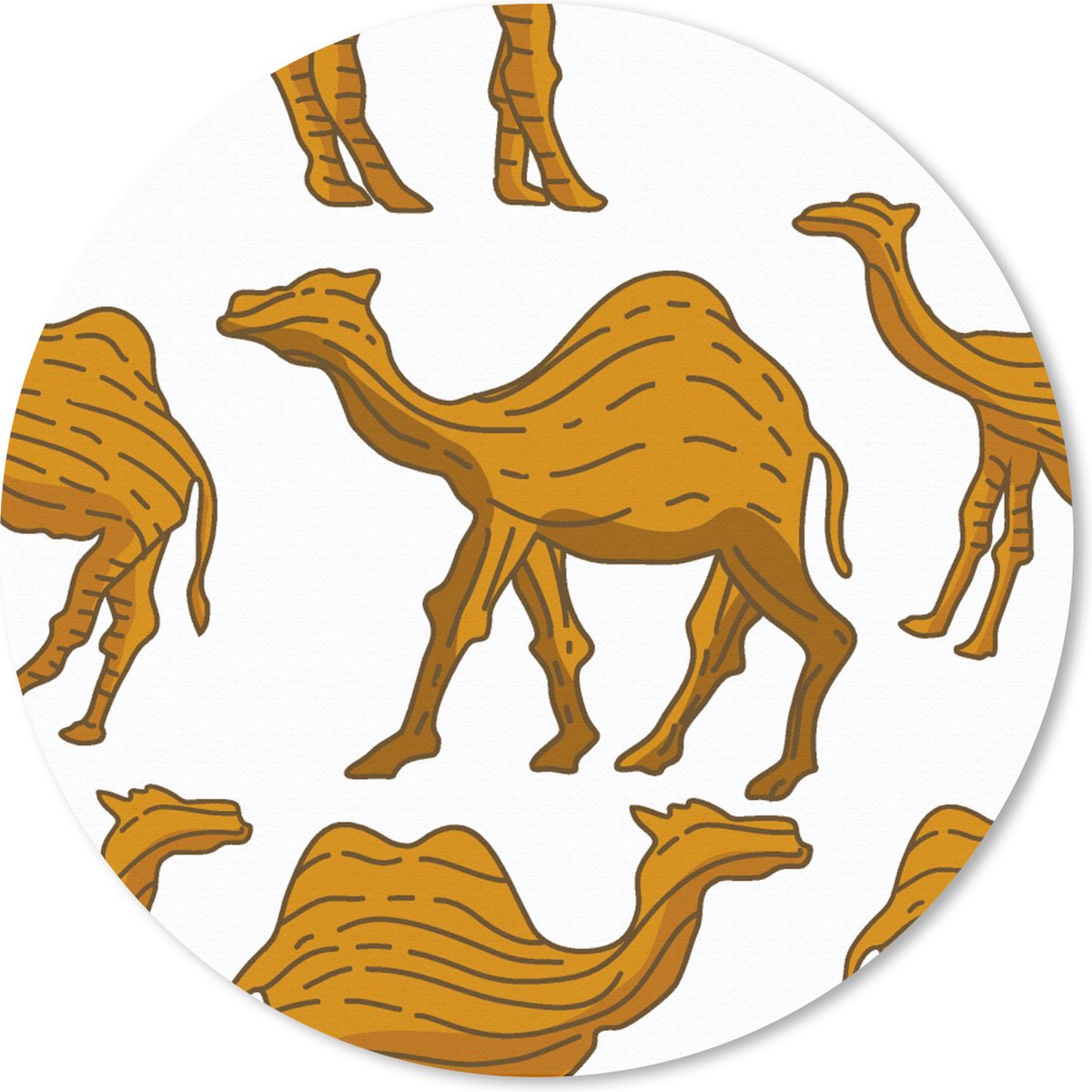 Muismat - Mousepad - Rond - Kameel - Hout - Patronen - 50x50 cm - Ronde muismat