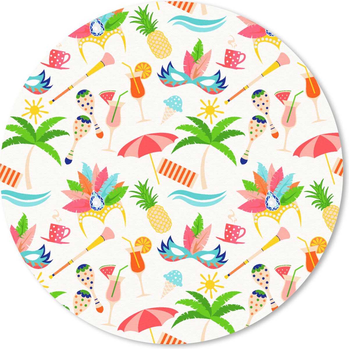 Muismat rond 20x20 cm - Mousepad Patroon - Brazilië - Carnaval - Ronde muismatten