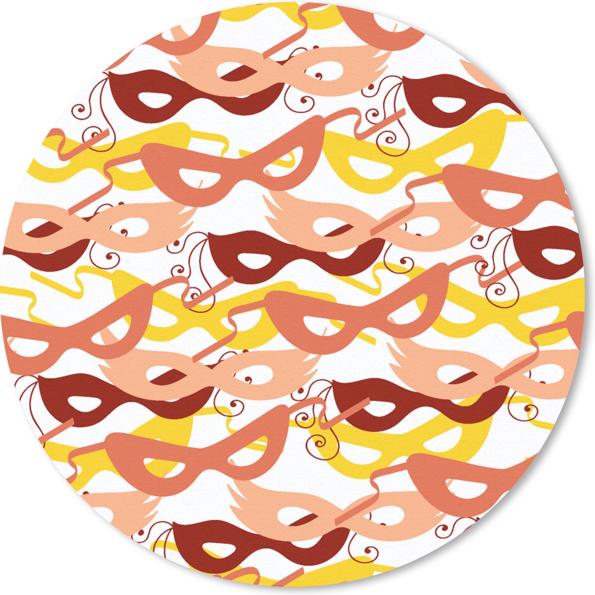 Muismat rond 30x30 cm - Mousepad Masker - Patronen - Carnaval - Ronde muismatten