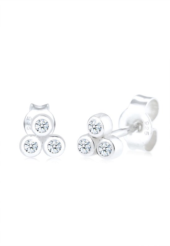 Elli PREMIUM Ladies Boucles d'oreilles femmes clous cercle trio avec diamant (0,09 ct.) en argent sterling 925