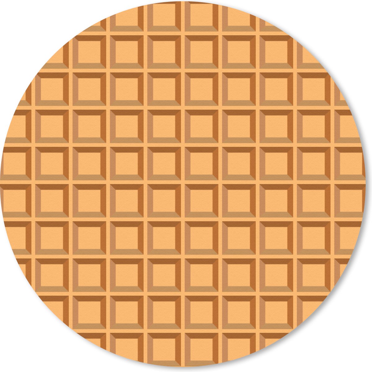 Muismat rond 50x50 cm - Mousepad Wafel - Bruin - Structuur - Design - Ronde muismatten