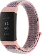 Strap-it Nylon bandje - geschikt voor Fitbit Charge 3 / Fitbit Charge 4 - roze