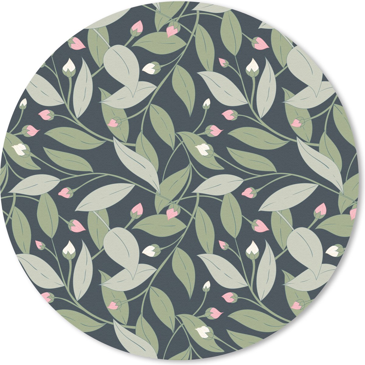 Muismat rond 30x30 cm - Mousepad Bloemen - Bladeren - Patronen - Ronde muismatten