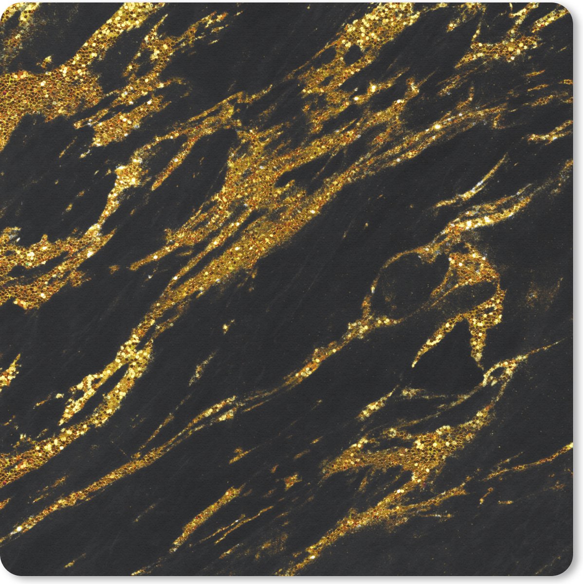 Muismat 30x30 cm - Mousepad Marmer - Goud - Glitters - Zwart - Muismatten