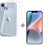 Cazy Soft TPU Hoesje + Tempered Glass Protector geschikt voor iPhone 14 - Transparant