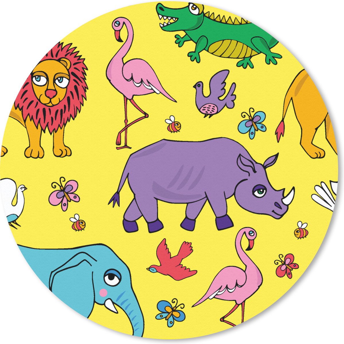 Muismat - Mousepad - Rond - Flamingo - Dieren - Patroon - 40x40 cm - Ronde muismat