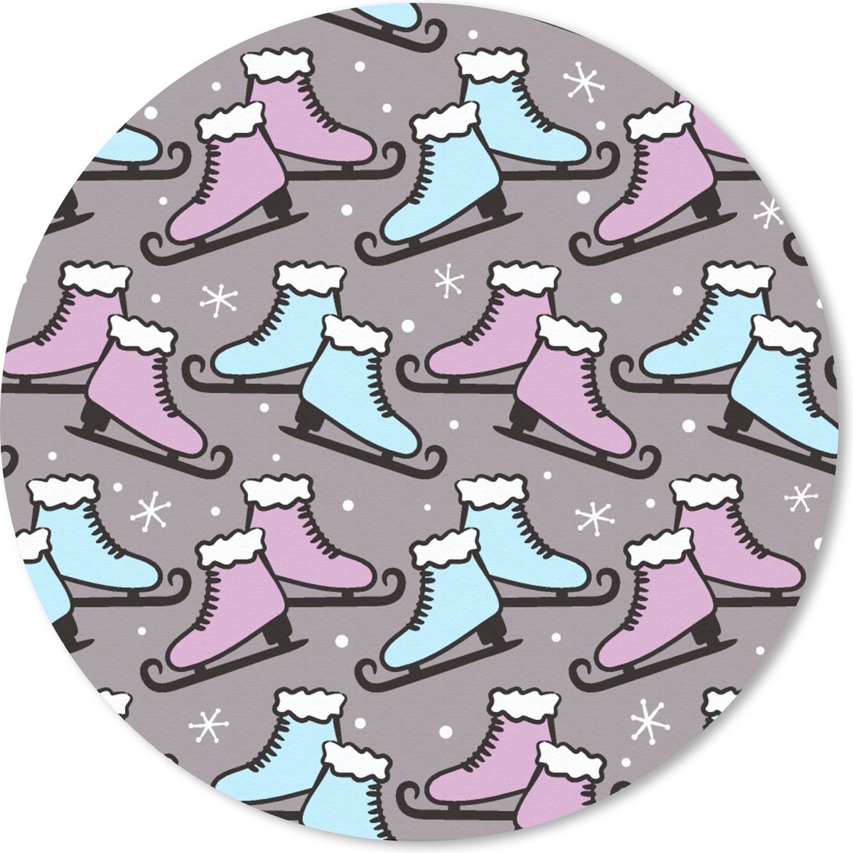 Muismat rond 40x40 cm - Mousepad Schaatsen - Patroon - Winter - Ronde muismatten