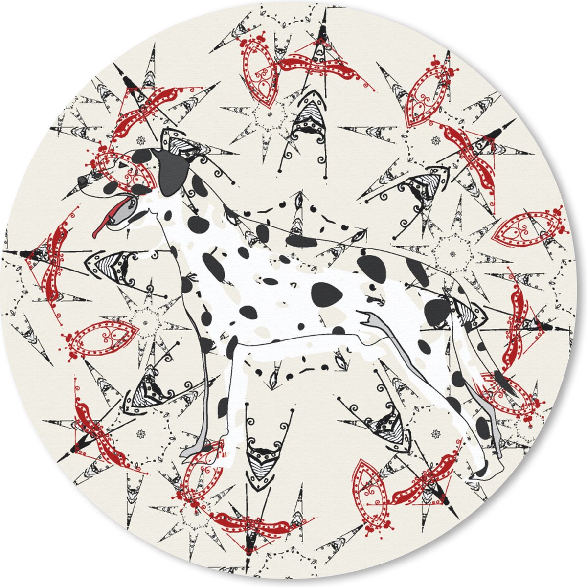 Muismat rond 20x20 cm - Mousepad Abstract - Hond - Patronen - Dalmatiër - Ronde muismatten