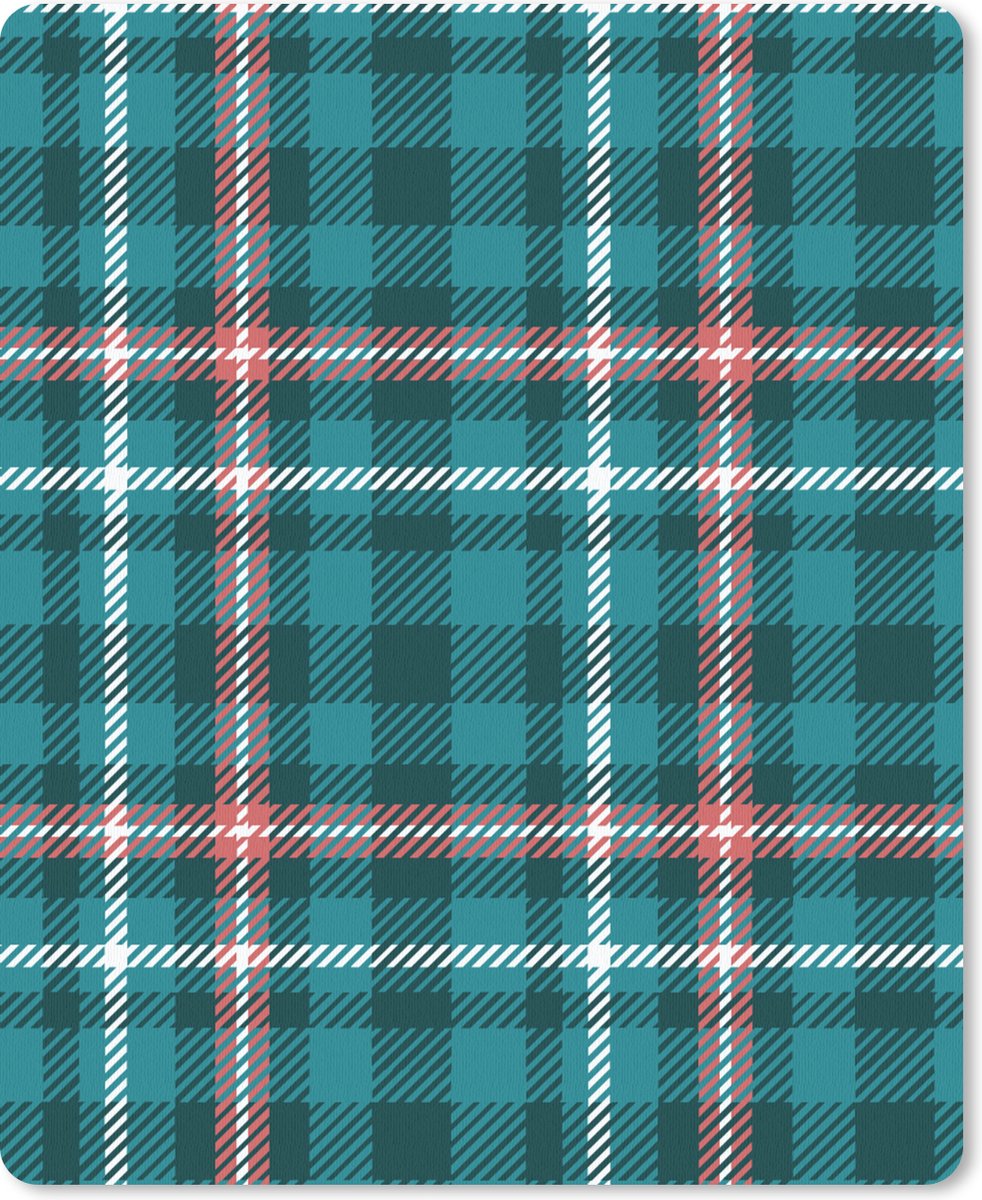 Muismat 19x23 cm - Mousepad Plaid - Schotse ruit - Patronen - Blauw - Roze - Muismatten