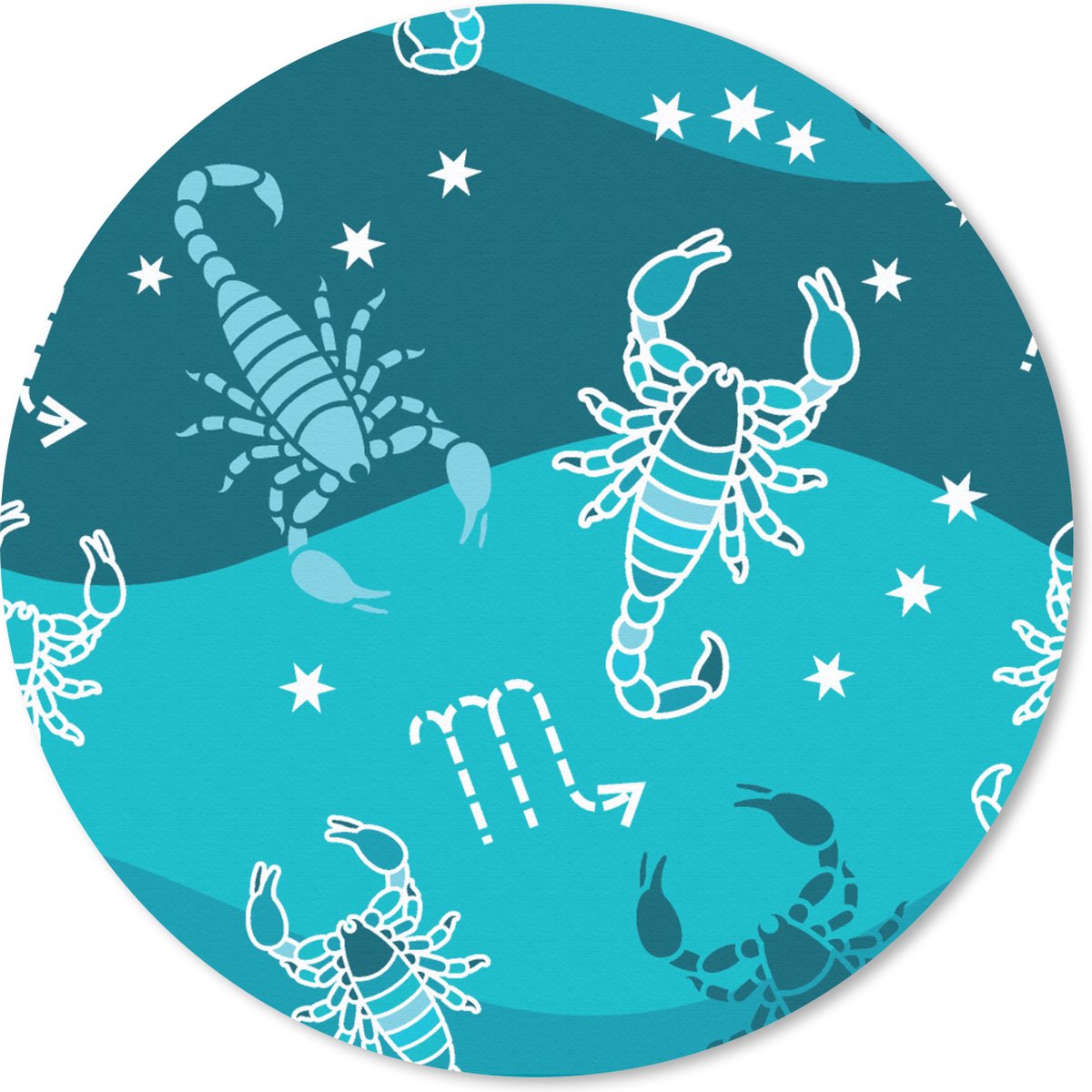 Muismat rond 20x20 cm - Mousepad Schorpioen - Zodiac - Patroon - Ronde muismatten
