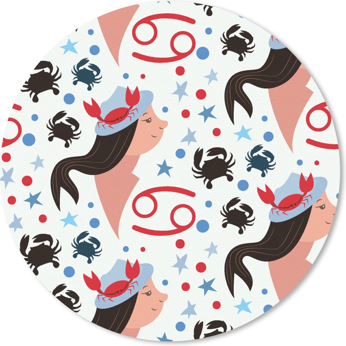Muismat rond 40x40 cm - Mousepad Zodiac - Kreeft - Patroon - Ronde muismatten
