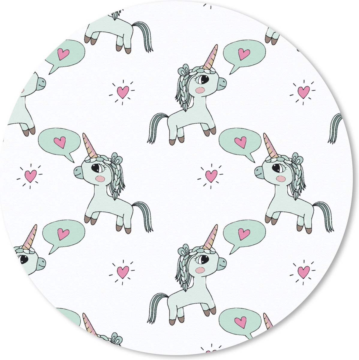 Muismat rond 50x50 cm - Mousepad Unicorn - Patronen - Kind - Ronde muismatten