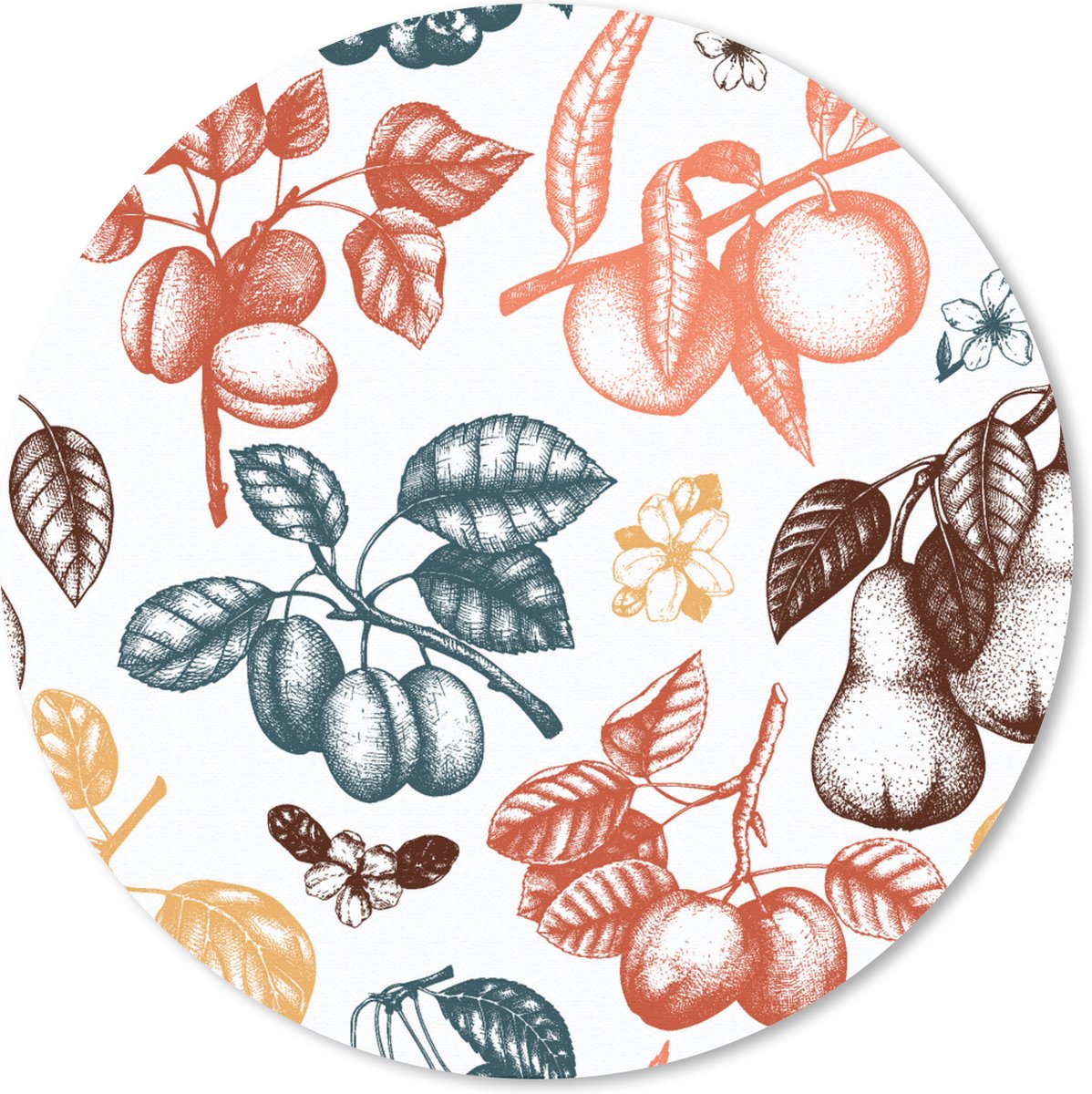 Muismat rond 40x40 cm - Mousepad Fruit - Vintage - Boom - Design - Ronde muismatten