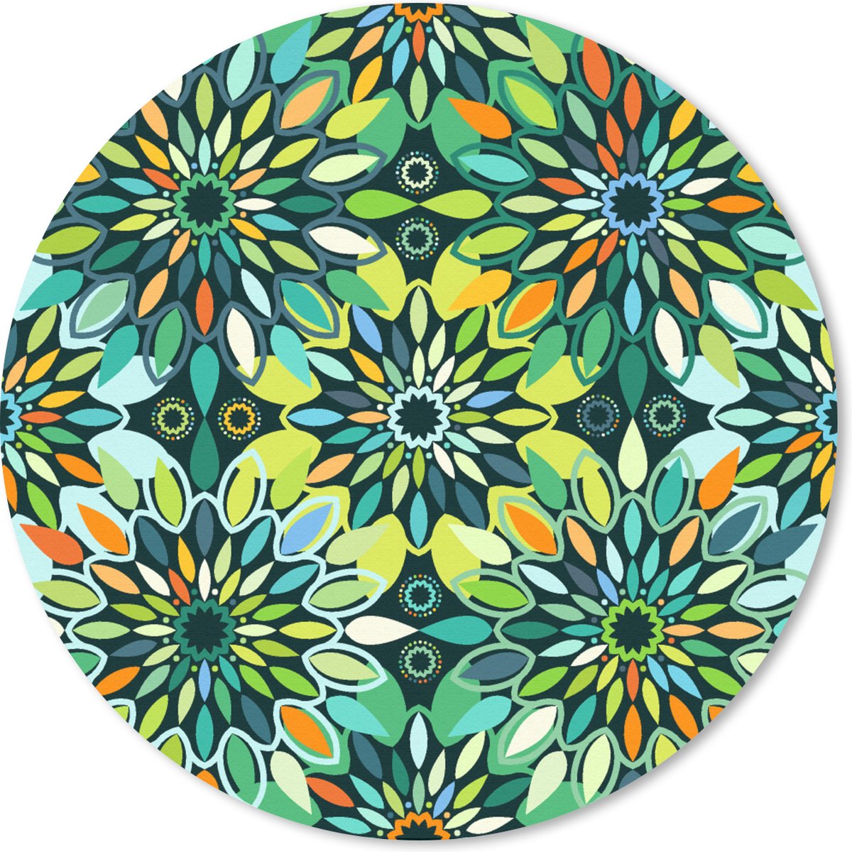 Muismat rond 20x20 cm - Mousepad Patroon - Mandala - Groen - Ronde muismatten