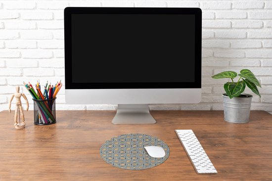 Muismat rond 30x30 cm - Mousepad Bruin - Patronen - Geometrie - Ronde muismatten