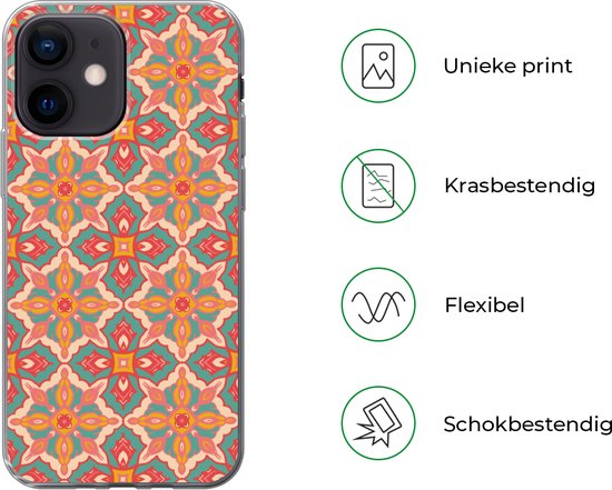 Coque iPhone 12 mini - Motif - Hippie - Oranje - Coque en Siliconen téléphone -