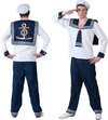 Funny Fashion - Kapitein & Matroos & Zeeman Kostuum - Scheepsmaatje Bontekoe Zeematroos - Man - Blauw, Wit / Beige - Maat 56-58 - Carnavalskleding - Verkleedkleding