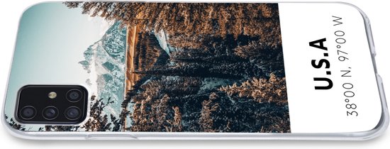 Telefoonhoesje Geschikt voor Samsung Galaxy A52 5G hoesje - Amerika - Bergen - Bomen - Siliconen Telefoonhoesje Telefoonhoesje