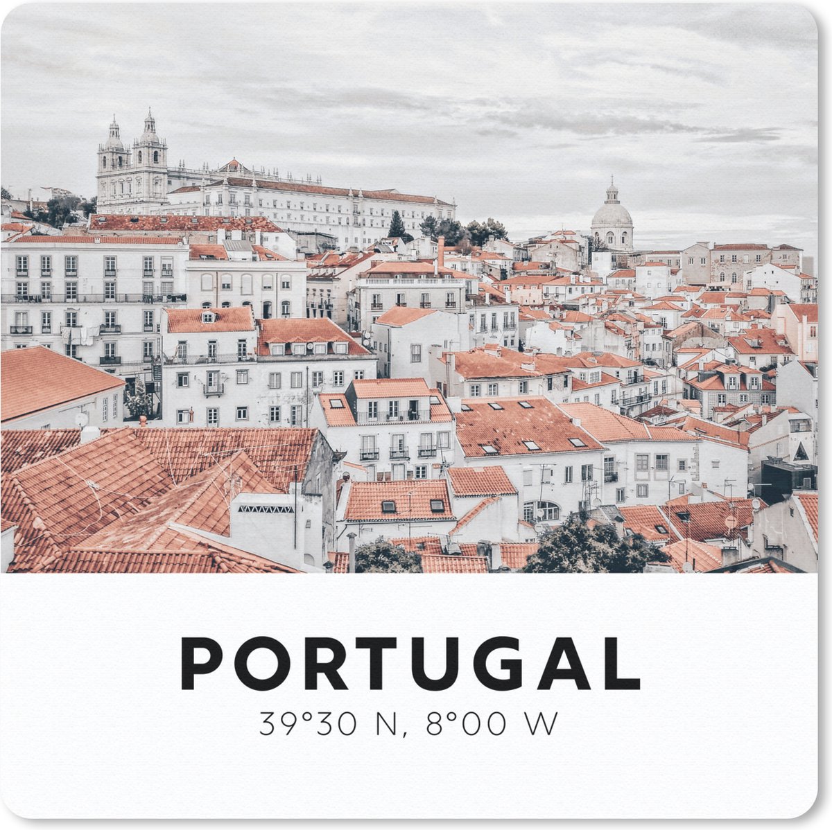 Muismat 20x20 cm - Mousepad Portugal - Lissabon - Huizen - Muismatten