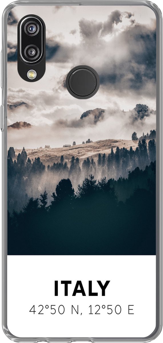 Telefoonhoesje Geschikt voor Huawei P20 Lite (2020) hoesje - Italië - Mist - Bos - Boom - Siliconen Telefoonhoesje Telefoonhoesje