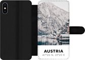 Bookcase Geschikt voor iPhone X telefoonhoesje - Oostenrijk - Water - Berg - Alpen - Met vakjes - Wallet case met magneetsluiting