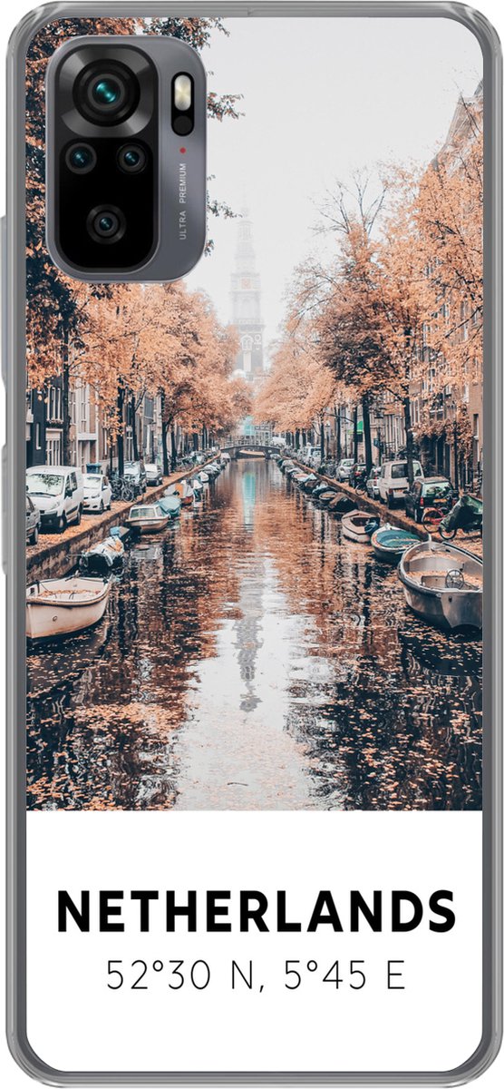 Telefoonhoesje Geschikt voor Xiaomi Geschikt voor Redmi Note 10S hoesje - Nederland - Amsterdam - Gracht - Herfst - Siliconen Telefoonhoesje Telefoonhoesje