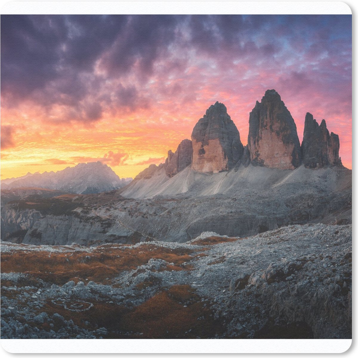 Muismat 30x30 cm - Mousepad Rotsen - Berg - Zonsondergang - Landschap - Muismatten
