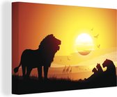 Illustration d'un paysage d' Afrique lors d'un coucher de soleil sur toile 30x20 cm - petit - Tirage photo sur toile (Décoration murale salon / chambre)