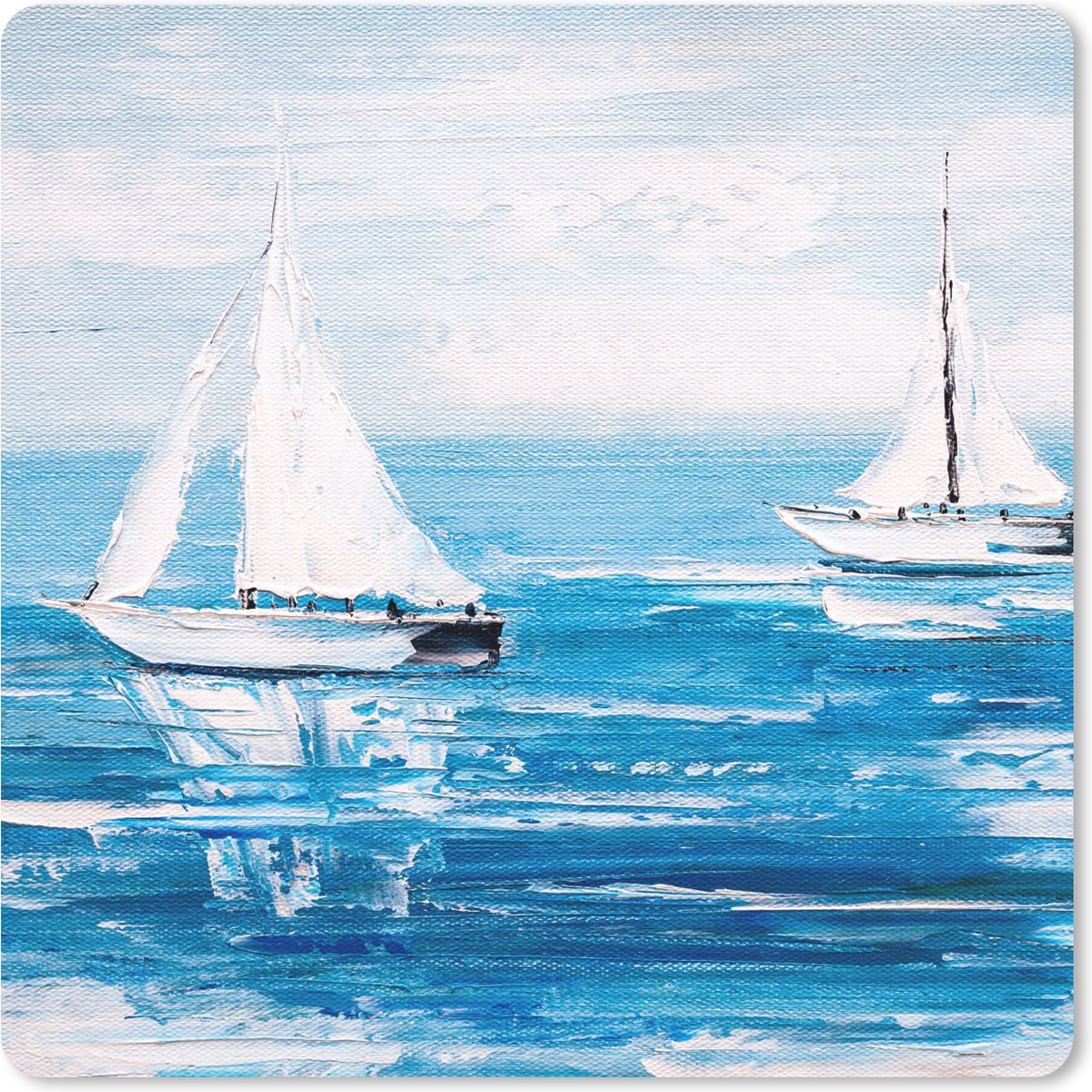 Muismat 20x20 cm - Mousepad Schilderij - Olieverf - Boot - Water - Muismatten