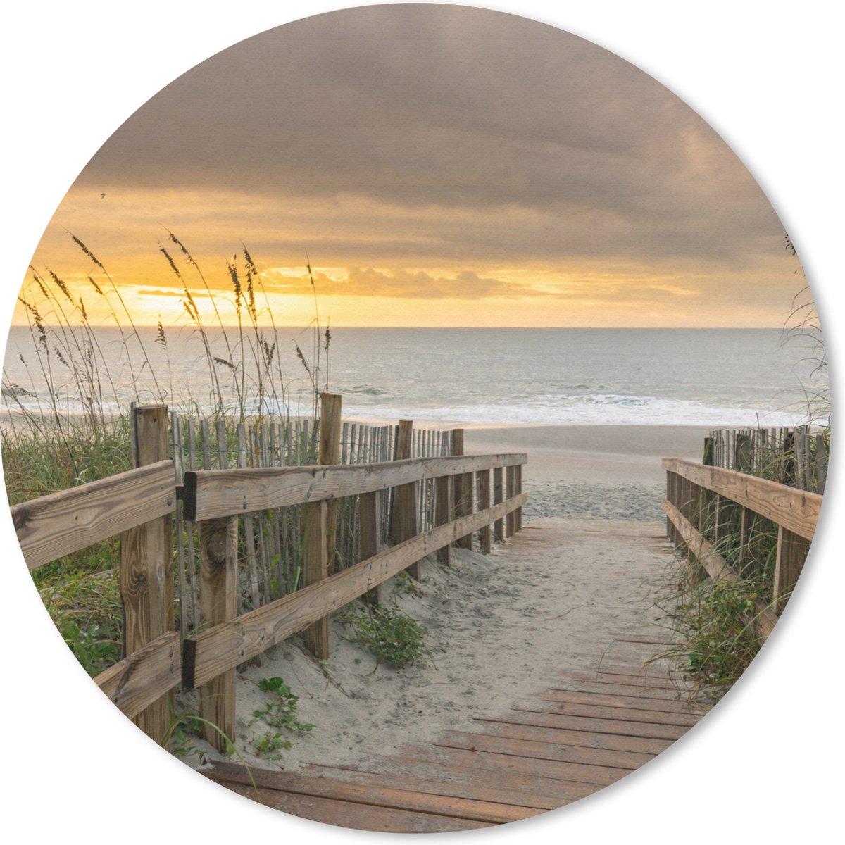 Muismat - Mousepad - Rond - Strand - Zee - Duin - Pad - 40x40 cm - Ronde muismat