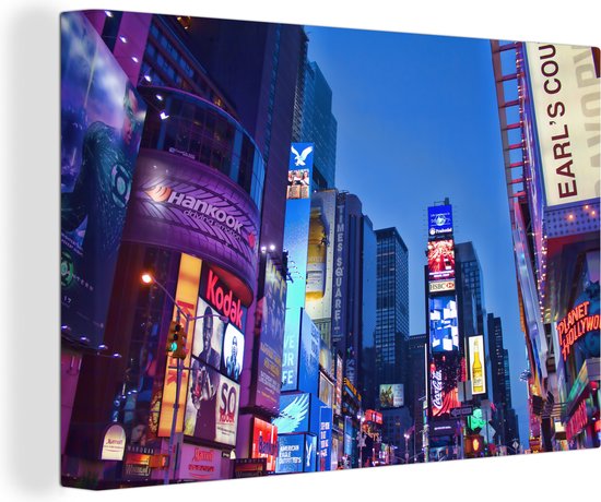 Times Square by night Canvas 30x20 cm - Foto print op Canvas schilderij (Wanddecoratie)