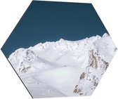 WallClassics - Dibond Hexagon - Sneeuw op Berg - 70x60.9 cm Foto op Hexagon (Met Ophangsysteem)