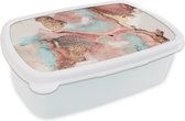 Broodtrommel Wit - Lunchbox - Brooddoos - Inkt - Pastel - Abstract - 18x12x6 cm - Volwassenen