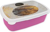 Broodtrommel Roze - Lunchbox - Brooddoos - Abstract - Ruimte - Goud - 18x12x6 cm - Kinderen - Meisje