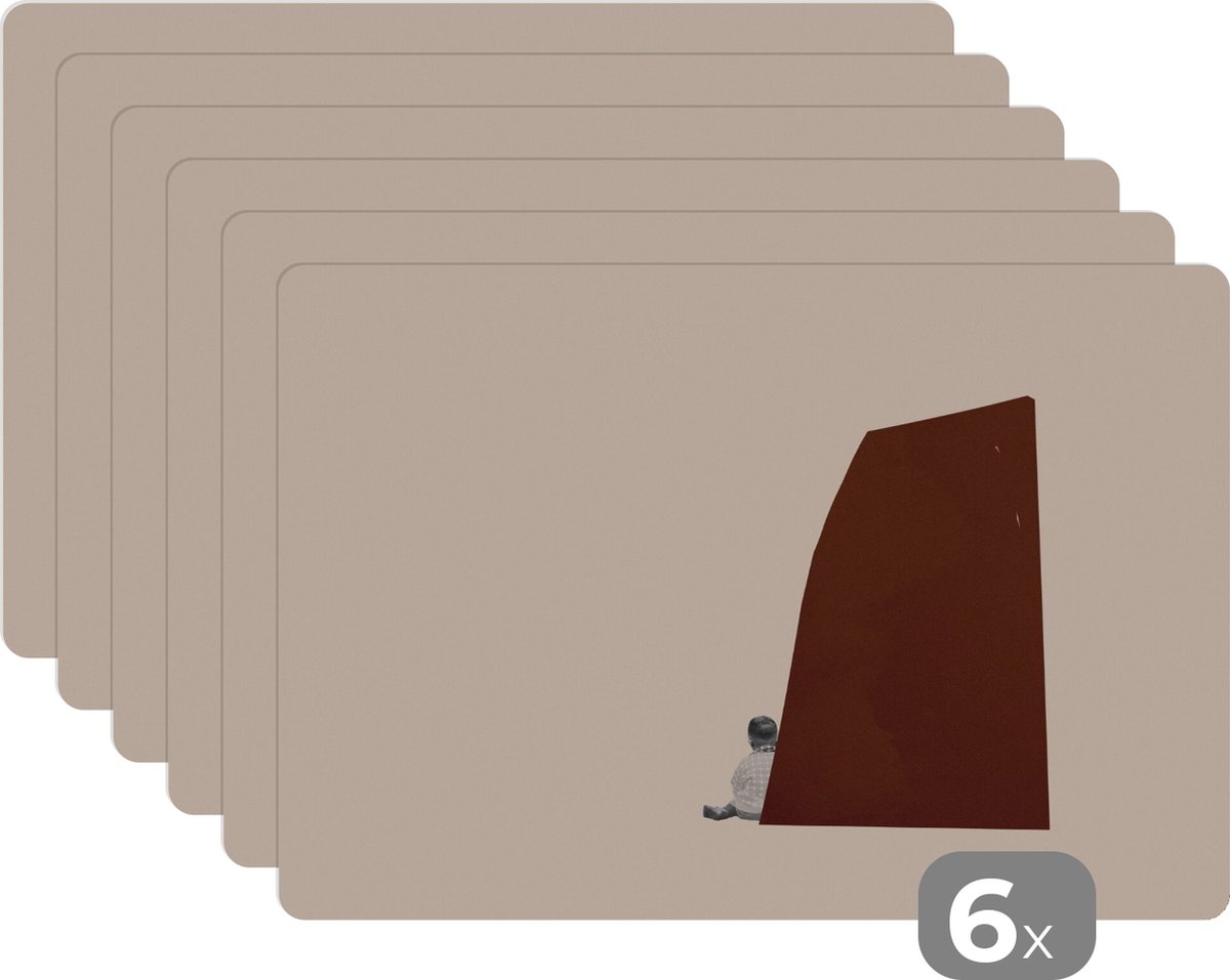 Placemat - Pastel - Jongen - Abstract - Retro - Placemats - Tafel - 45x30 cm - 6 stuks