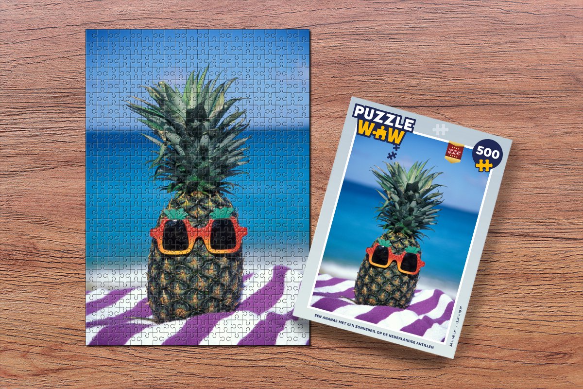 Puzzel Een ananas met een zonnebril op de Nederlandse Antillen - Legpuzzel - Puzzel 500 stukjes