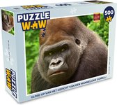 Puzzel Close-up van het gezicht van een mannelijke gorilla - Legpuzzel - Puzzel 500 stukjes