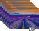 Placemat - Placemats kunststof - Lavendel - Paars - Bloemen - 45x30 cm - 6 stuks - Hittebestendig - Anti-Slip - Onderlegger - Afneembaar