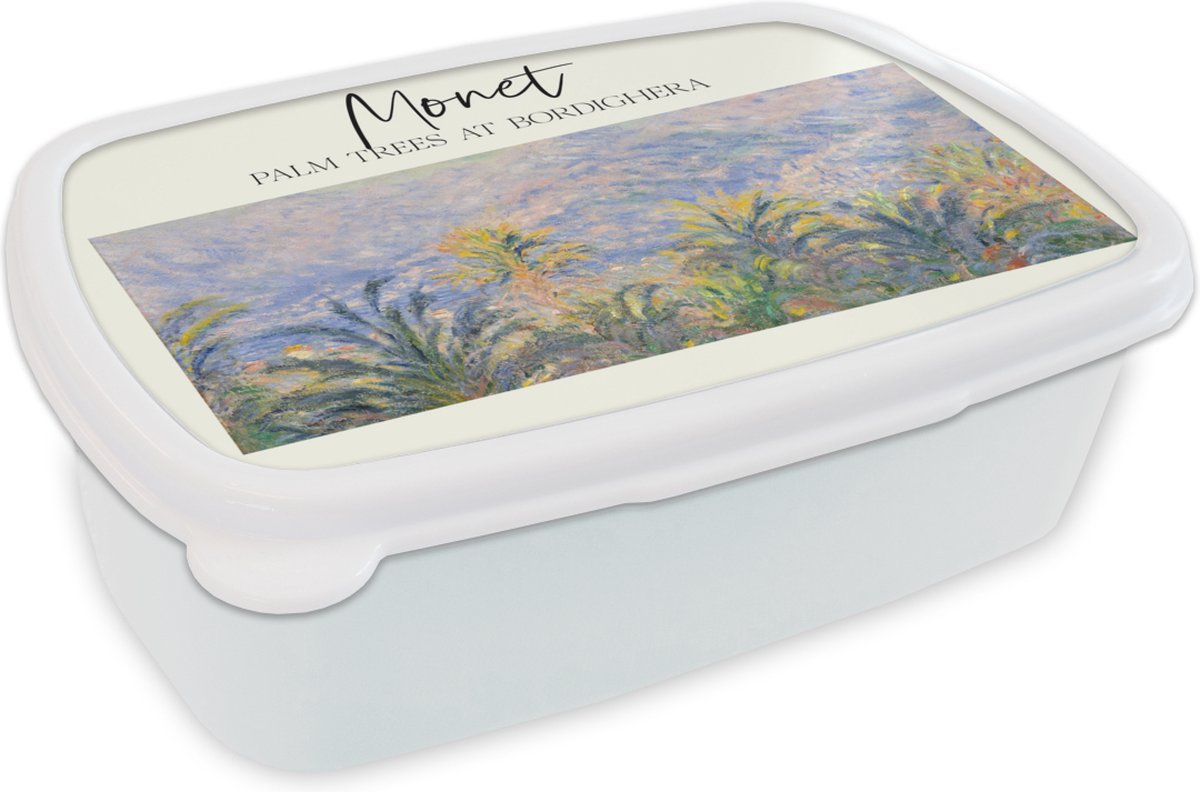 Broodtrommel Wit - Lunchbox - Brooddoos - Monet - Kunst - Oude meesters - 18x12x6 cm - Volwassenen
