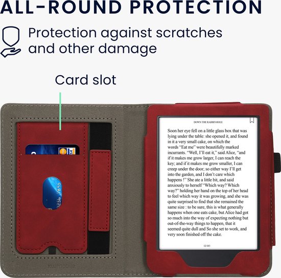 kwmobile e-reader hoesje geschikt voor Kobo Clara 2E hoes - E reader flip case van kunstleer - Ereader cover met stand - In donkerrood van Merkloos — afbeelding 5
