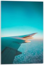 WallClassics - Acrylglas - Witte Vleugel van Vliegtuig boven Schapenwolken - 40x60 cm Foto op Acrylglas (Met Ophangsysteem)