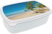 Broodtrommel Wit - Lunchbox - Brooddoos - Strand - Zee - Palm - 18x12x6 cm - Volwassenen