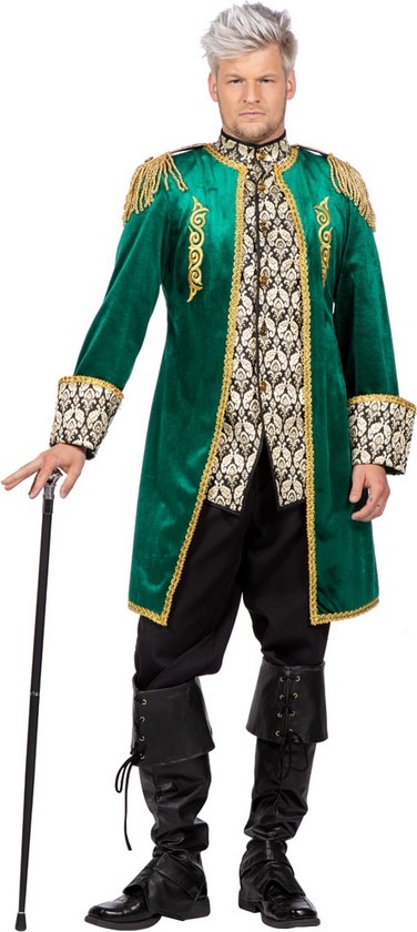 Wilbers & Wilbers - Middeleeuwen & Renaissance Kostuum - Prins Charming Greenstijl Man - Groen - Medium - Carnavalskleding - Verkleedkleding