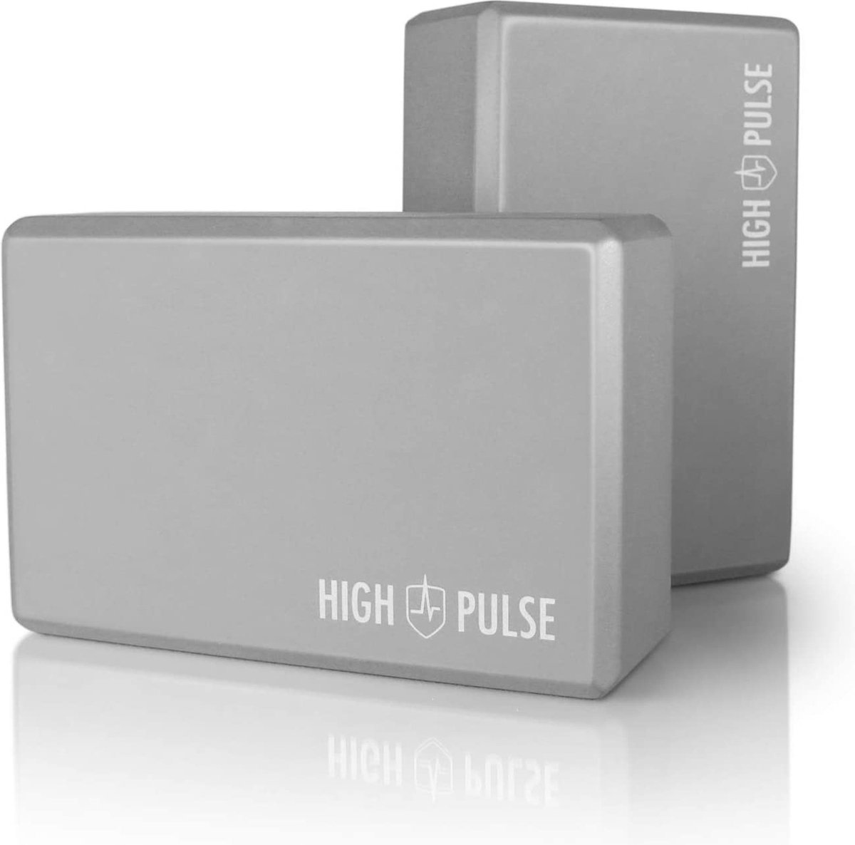 High Pulse® Yoga Block Set van 2 (hardschuim, grijs) - Hoogwaardige yoga-blokken van schuimrubber als praktisch accessoire en hulpmiddel bij oefeningen die een hoge mate van flexibiliteit vereisen. - 