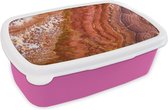 Broodtrommel Roze - Lunchbox - Brooddoos - Marmer - Natuursteen - Textuur - 18x12x6 cm - Kinderen - Meisje