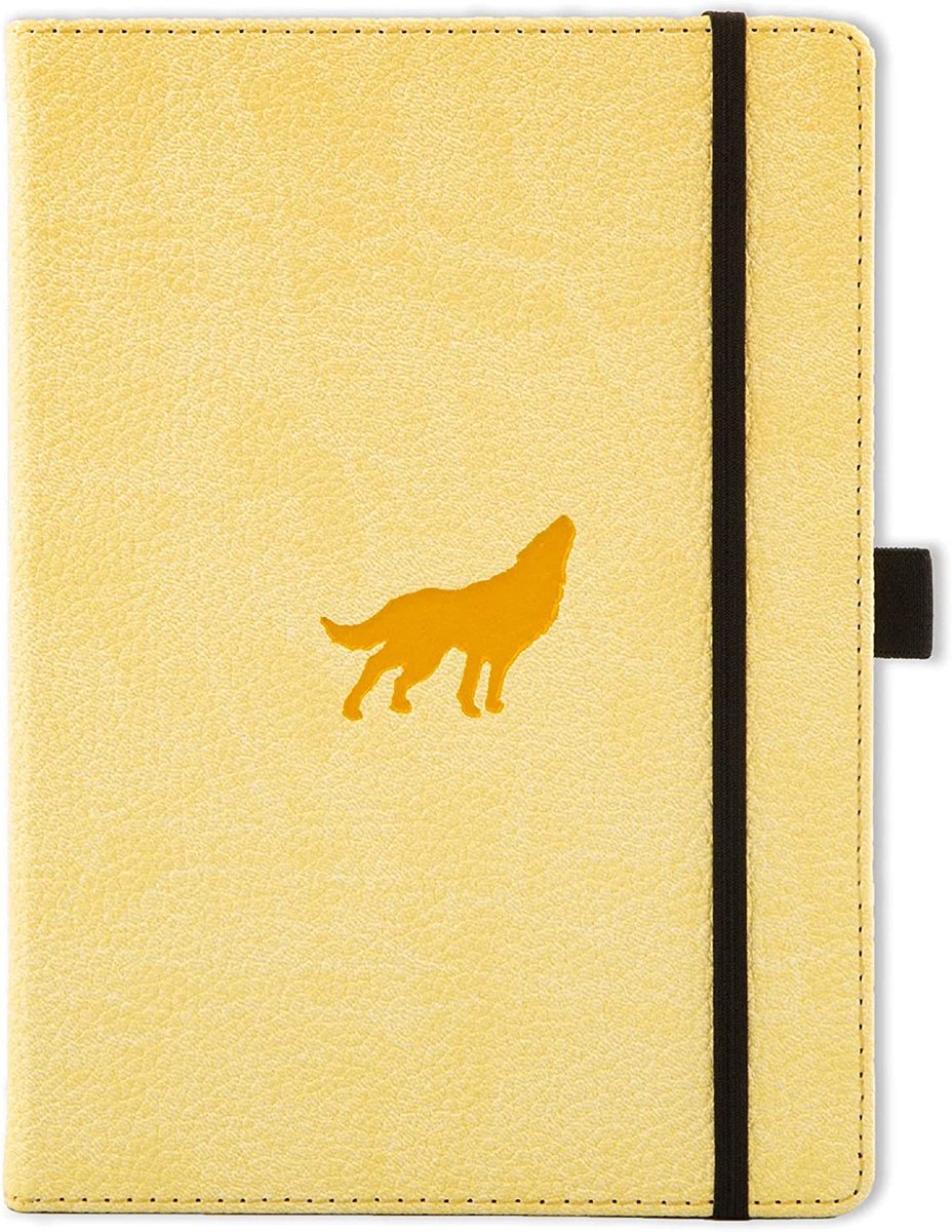 Dingbats* Wildlife A5 Notitieboek - Cream Wolf Blanco - Bullet Journal met 100 gsm Inktvrij Papier - Schetsboek met Harde Kaft, Binnenvak, Elastische Sluiting en Bladwijzer
