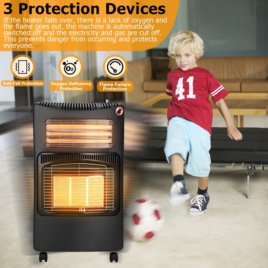 Eikuavons Gaskachel 4200 W 1200 W, gasverwarming voor binnenruimtes