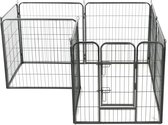 Prolenta Premium - Hondenren met 8 panelen 80x80 cm staal zwart