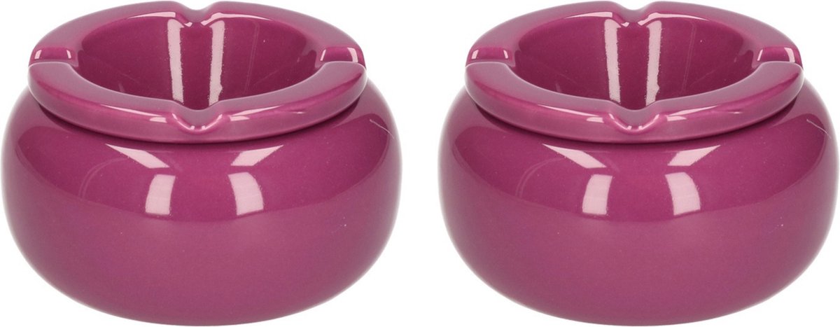 Goedkoopste 2x stuks Ronde paarse storm asbak 11 cm - Asbakken - Stormasbakken