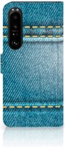 Wallet Book Case Sony Xperia 1 IV Telefoon Hoesje Jeans